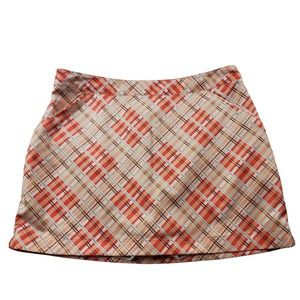 CC - Coral Bay Golf Womens Skirt Skort 10 Pink White Peach Plaid Stretch